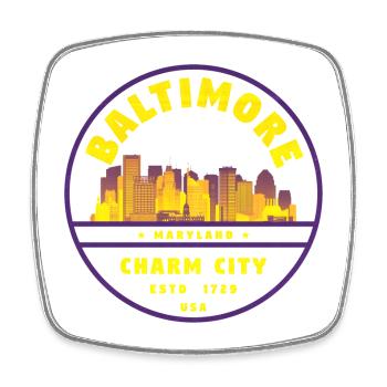 Emblème de la ville du charme de Baltimore - Magnet carré - blanc - Devant