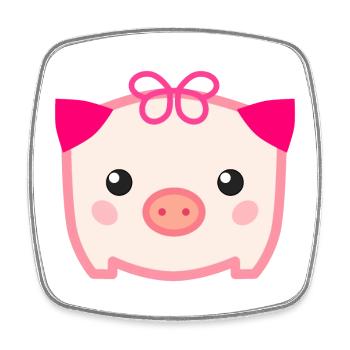 Kawaii Cute Pig - Square fridge magnet - white - Front
