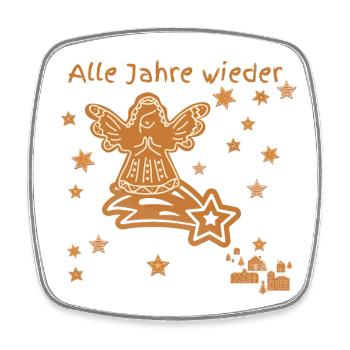 Christkind surft auf Weihnachtsstern zur Erde - Viereckiger Kühlschrankmagnet - Weiß - Vorne
