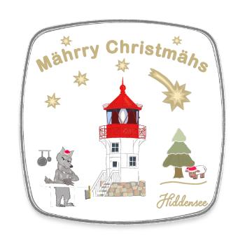 Weihnachtlicher Leuchtturm Gellen auf Hiddensee - Viereckiger Kühlschrankmagnet - Weiß - Vorne