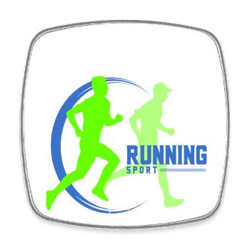 Running - Square fridge magnet - white - Front