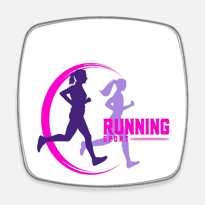 running - Magnet carré - blanc