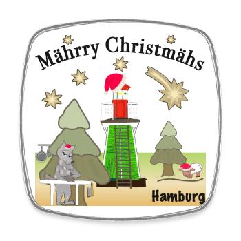 Weihnachten Hamburg Leuchtturm Bunthaus,Wolf - Viereckiger Kühlschrankmagnet - Weiß - Vorne