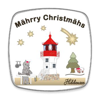 Hiddensee, Leuchtturm Gellen, Weihnachten, Wolf - Viereckiger Kühlschrankmagnet - Weiß - Vorne