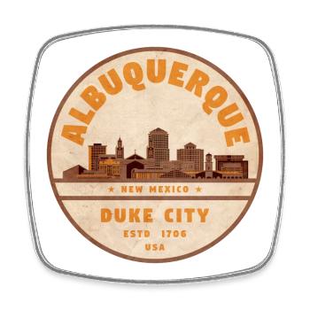 Albuquerque Duke City Vintage Skyline - Viereckiger Kühlschrankmagnet - Weiß - Vorne