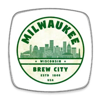 Milwaukee Brew City Skyline - Viereckiger Kühlschrankmagnet - Weiß - Vorne
