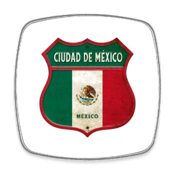 Design des armoiries de la ville de Mexico - Magnet carré - blanc - Devant