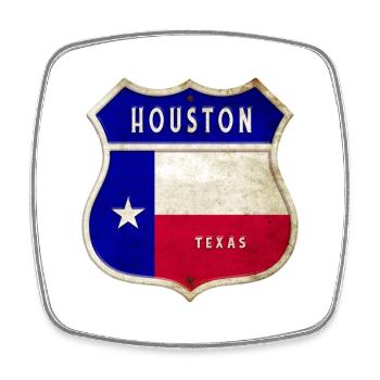 Houston Texas Wappen Flaggen Design - Viereckiger Kühlschrankmagnet - Weiß - Vorne