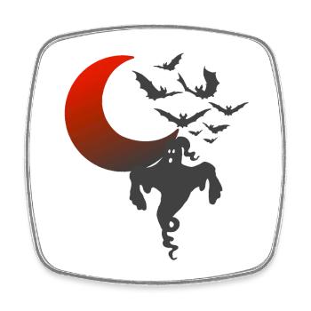 Geister, Mondsichel, Halloween Outfit - Viereckiger Kühlschrankmagnet - Weiß - Vorne