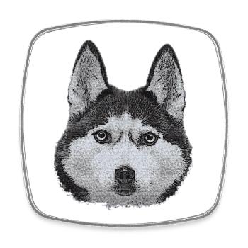 coole hundemotive für männer, huskygesicht - Viereckiger Kühlschrankmagnet - Weiß - Vorne