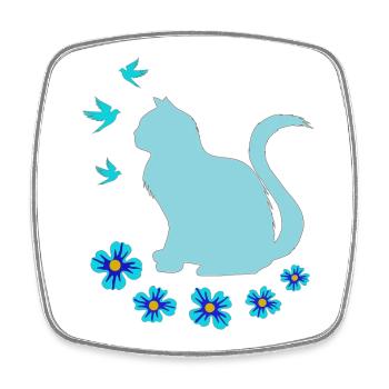 sitzende katze, Frühlings Motiv - Viereckiger Kühlschrankmagnet - Weiß - Vorne