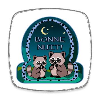 Gute Nacht - Waschbärpaar - Viereckiger Kühlschrankmagnet - Weiß - Vorne