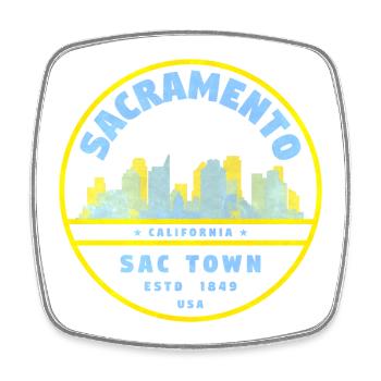Sacramento Skyline Vintage Badge – California - Square fridge magnet - white - Front