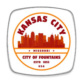 KC Stadt der Brunnen Silhouette - Viereckiger Kühlschrankmagnet - Weiß - Vorne