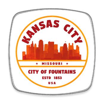 City of Fountains Kansas City Seal - Square fridge magnet - white - Front