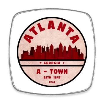 Atlanta Skyline A Town Badge - Square fridge magnet - white - Front