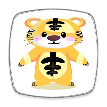 Tiger Schlafanzug - SCHLAFEN KINDER - Viereckiger Kühlschrankmagnet - Weiß - Vorne