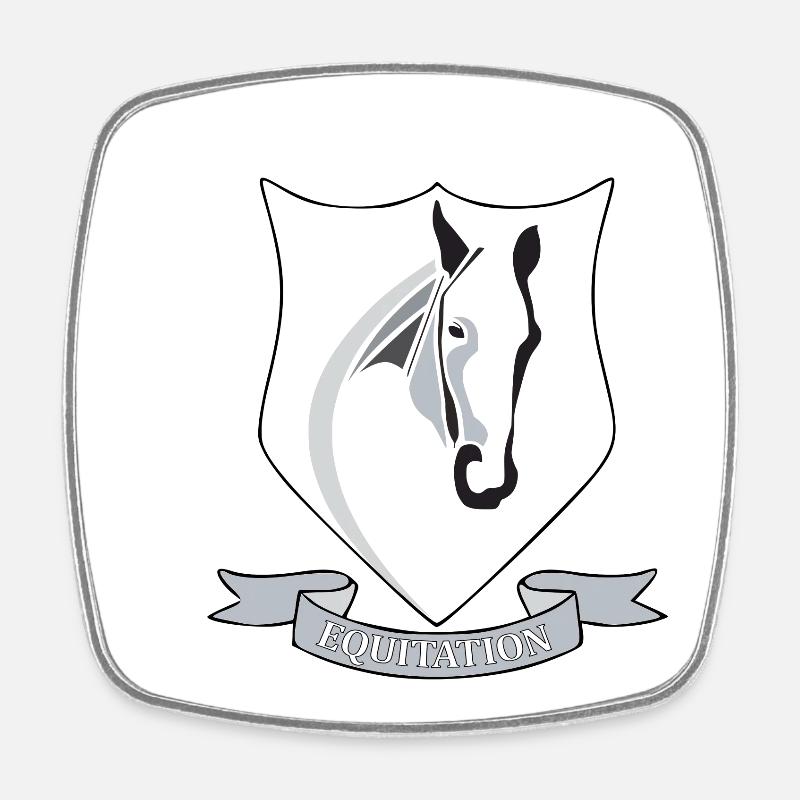 Equitation - Magnet carré - blanc