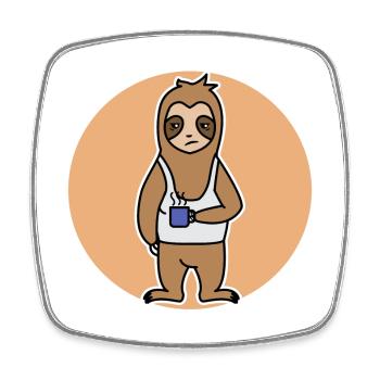 Late Riser Animal Sloth Jungle Tired Zoo - Square fridge magnet - white - Front