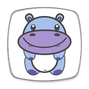 Kawaii Cute Hippo - Square fridge magnet - white - Front