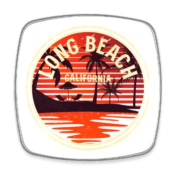 Long Beach California Sunset Badge - Square fridge magnet - white - Front