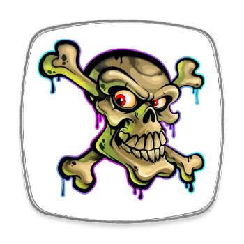 Pirate Crâne Cartoon Graffiti - Magnet carré - blanc - Devant