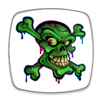 Pirate Crâne Cartoon Graffiti - Magnet carré - blanc - Devant