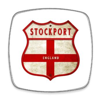 Armoiries de Stockport, Angleterre - Magnet carré - blanc - Devant