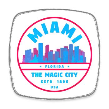 Miami États-Unis - Magnet carré - blanc - Devant