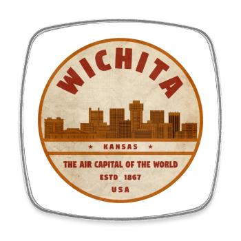 Wichita États-Unis - Magnet carré - blanc - Devant