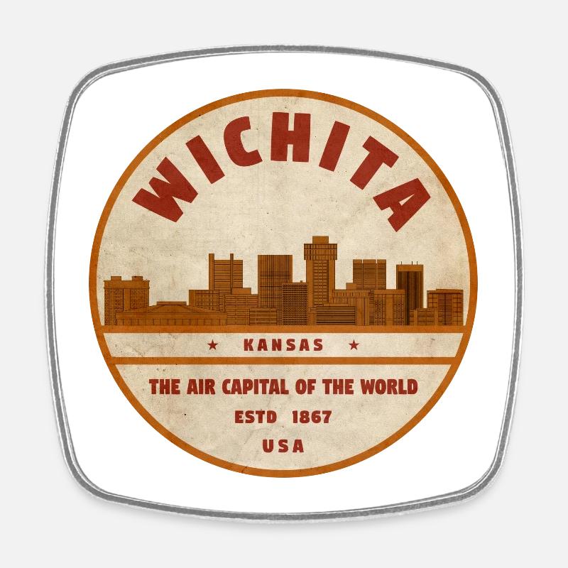 Wichita États-Unis - Magnet carré - blanc