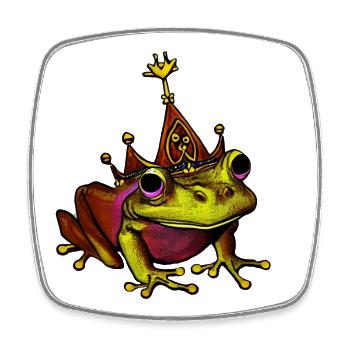 Crowned Queen Frog - Square fridge magnet - white - Front