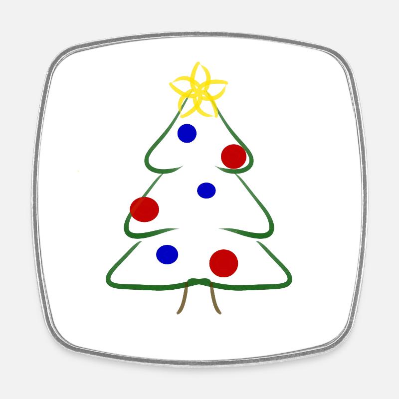 Niedliche einfache Weihnachtsbaumzeichnung - Viereckiger Kühlschrankmagnet - Weiß
