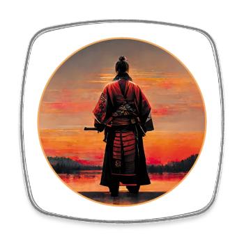 Samurai-Krieger - Viereckiger Kühlschrankmagnet - Weiß - Vorne