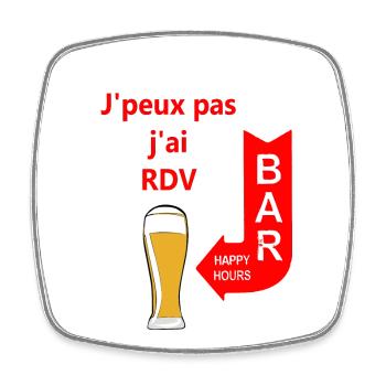 j'peux pas j'ai rdv au bar - Magnet carré - blanc - Devant