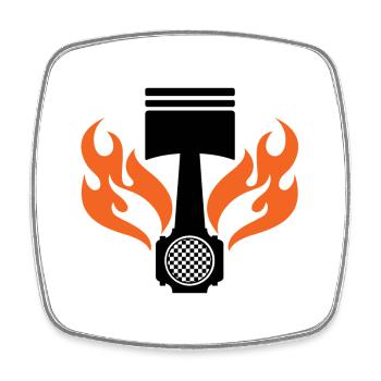 Flammenkolben - Auto Auto Rennen - Auto Auto Fenster - Viereckiger Kühlschrankmagnet - Weiß - Vorne