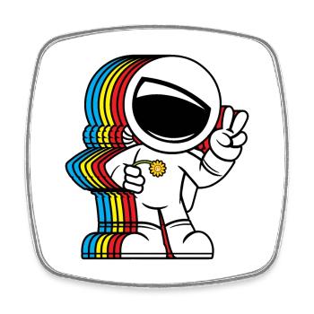 Friedensliebender Astronaut - Niedlicher Friedenszeichen Raumfahrer - Viereckiger Kühlschrankmagnet - Weiß - Vorne