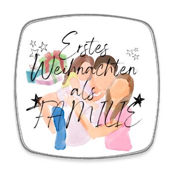 Erstes Weihnachten als Familie _ 1 - Viereckiger Kühlschrankmagnet - Weiß - Vorne