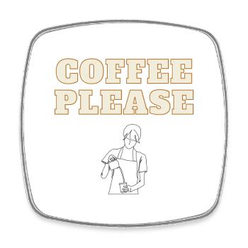 COFFEE PLEASE - Viereckiger Kühlschrankmagnet - Weiß - Vorne