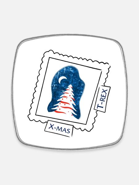 Xmas vs. Trex - Square fridge magnet - white