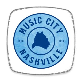 Music City Nashville Badge - Viereckiger Kühlschrankmagnet - Weiß - Vorne