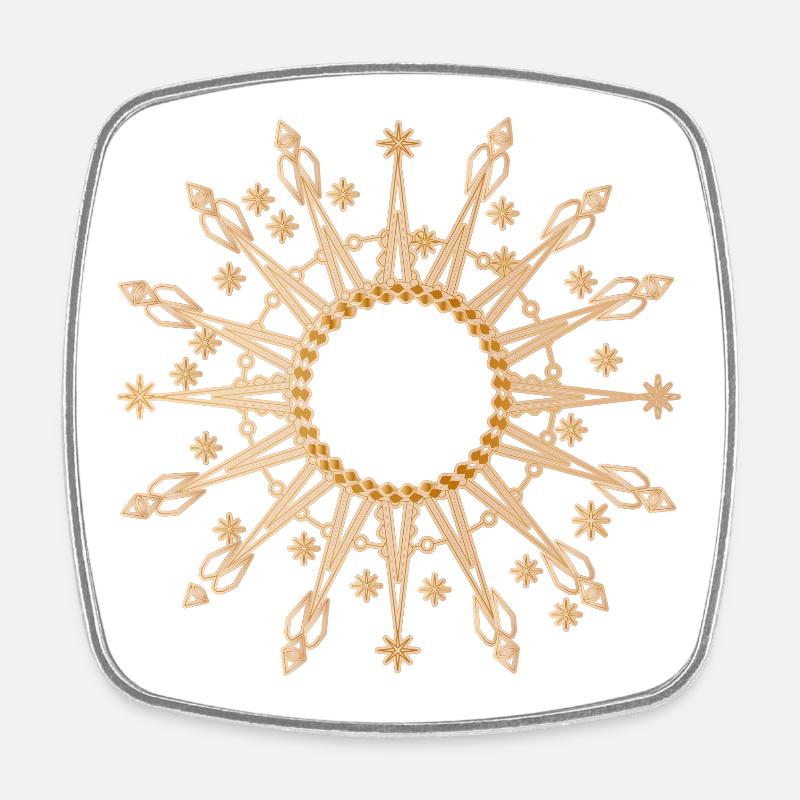 Étoile dorée radieuse comme cadre - Magnet carré - blanc
