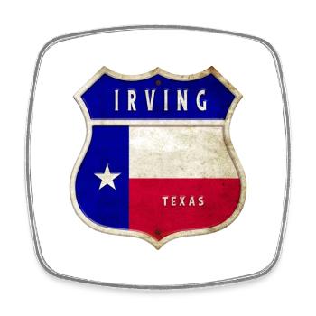 Irving Texas Wappen Flaggen Design - Viereckiger Kühlschrankmagnet - Weiß - Vorne