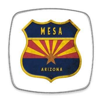 Design du blason du drapeau de Mesa Arizona - Magnet carré - blanc - Devant