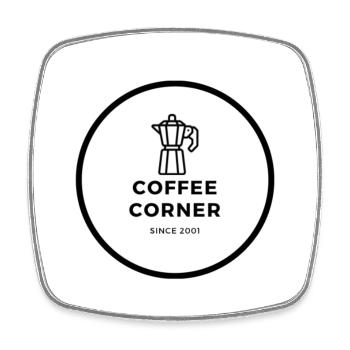 COFFEE CORNER - Viereckiger Kühlschrankmagnet - Weiß - Vorne