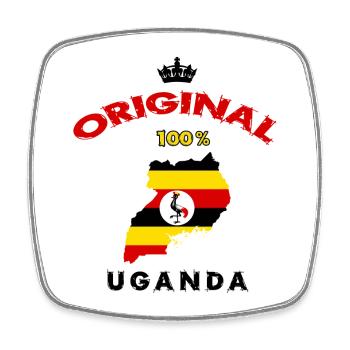 Design original 100 % drapeau ougandais - Magnet carré - blanc - Devant