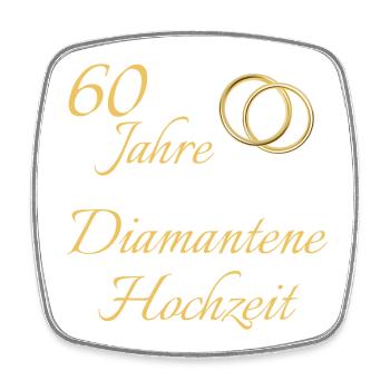 60 Jahre Diamantene Hochzeit Ringe goldfarben Text - Viereckiger Kühlschrankmagnet - Weiß - Vorne