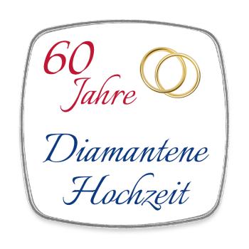 60 Jahre Diamantene Hochzeit Text rot blau gold - Viereckiger Kühlschrankmagnet - Weiß - Vorne