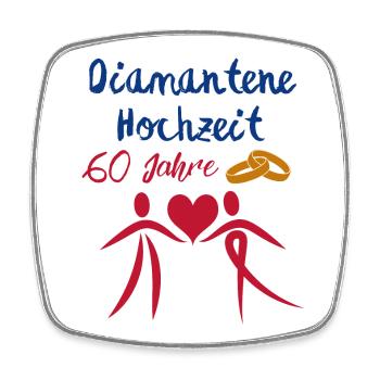 Diamantene Hochzeit 60 Jahre verheiratet Paar bunt - Viereckiger Kühlschrankmagnet - Weiß - Vorne