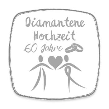 Diamantene Hochzeit 60 Jahre Paar silbern - Viereckiger Kühlschrankmagnet - Weiß - Vorne